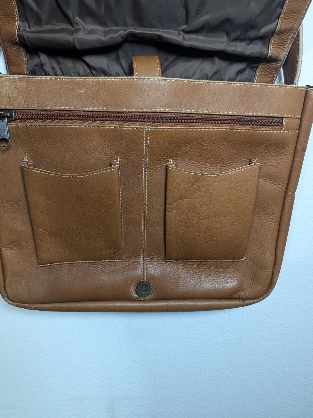 Classic Tan Leather Crossbody Bag - Timeless Women's Shoulder Bag - Picture 3 of 16